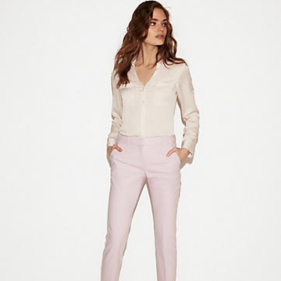 Express Tops - Express Slim Fit Satin Portofino Shirt, XS Petite